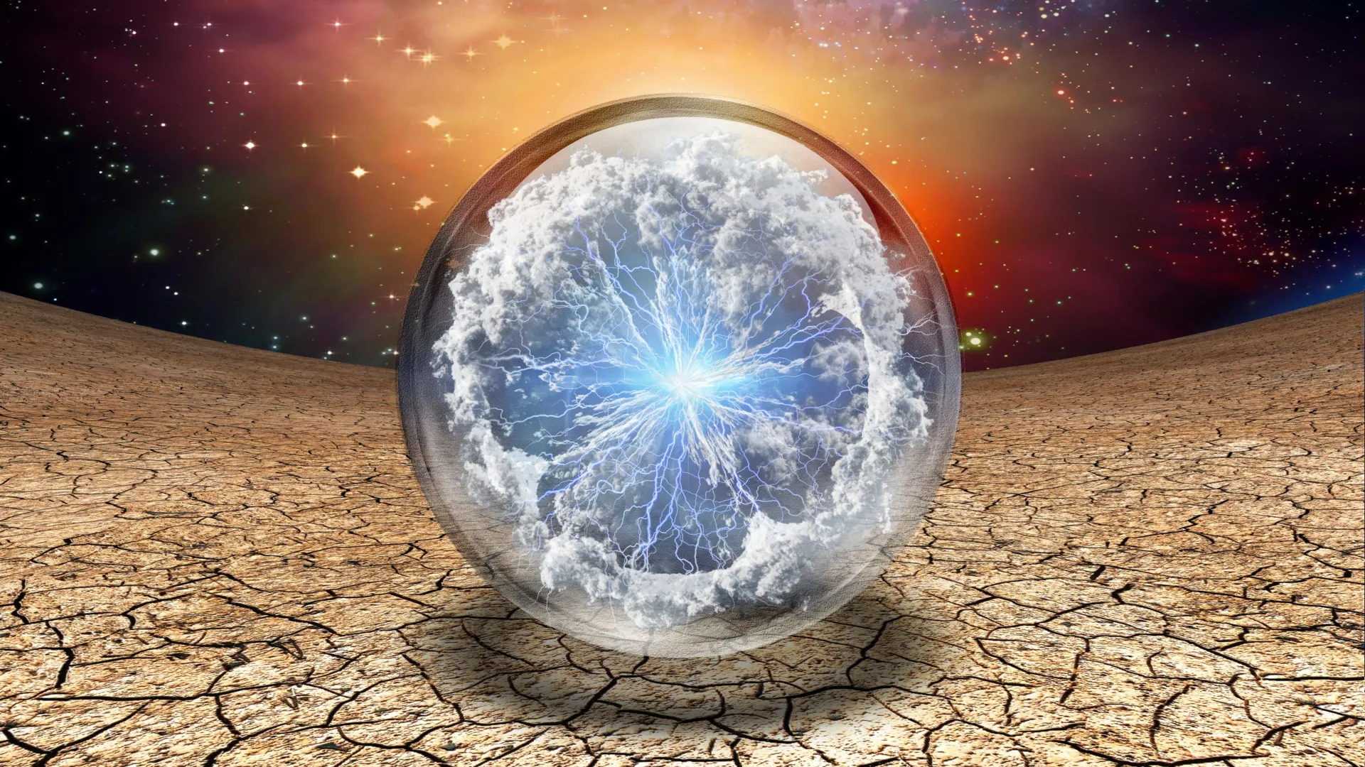 Ilustración de la Tierra primitiva con materiales incandescentes durante su formación temprana