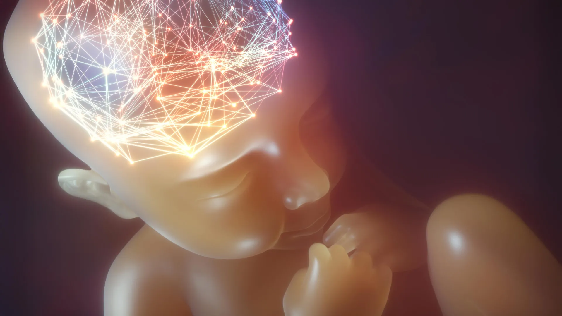 Ilustración editorial original con el título “La exposición prenatal al clorpirifos se asocia con cambios duraderos en el cerebro infantil” y una composición abstracta asociada a Medicina.