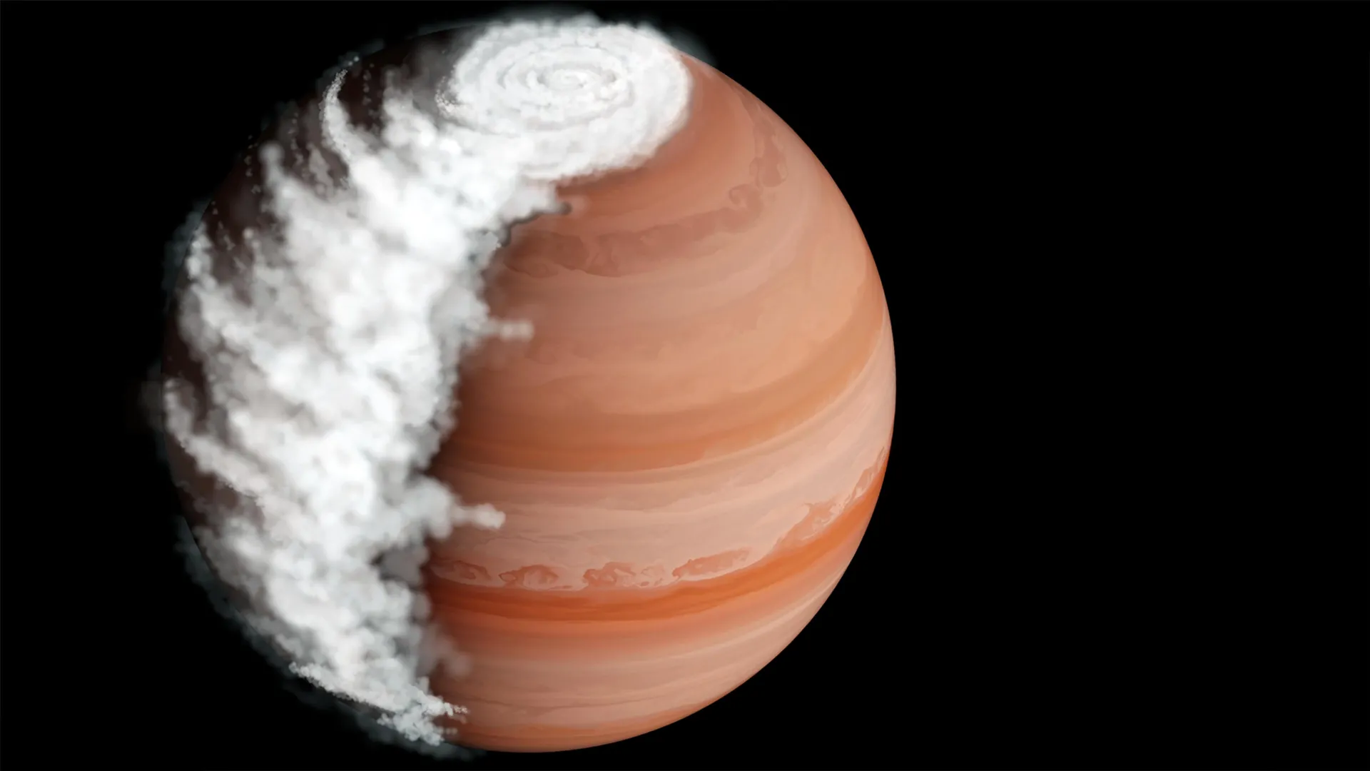 Ilustración editorial original con el título “Webb observa nubes de roca que aparecen por la mañana y desaparecen de noche en un exoplaneta” y una composición abstracta asociada a Astronomía Y Espacio.