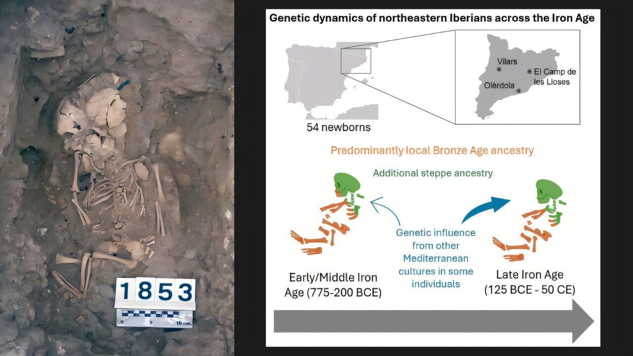 Restos arqueologicos de uno de los bebes iberos analizados para reconstruir la continuidad genética del noreste de la peninsula Iberica
