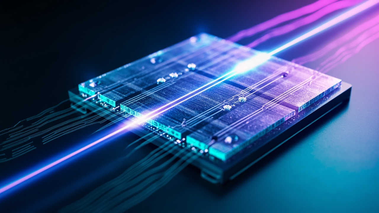Imagen editorial generada por IA sobre Una nueva arquitectura fotónica busca volver más flexible la computación cuántica con luz.