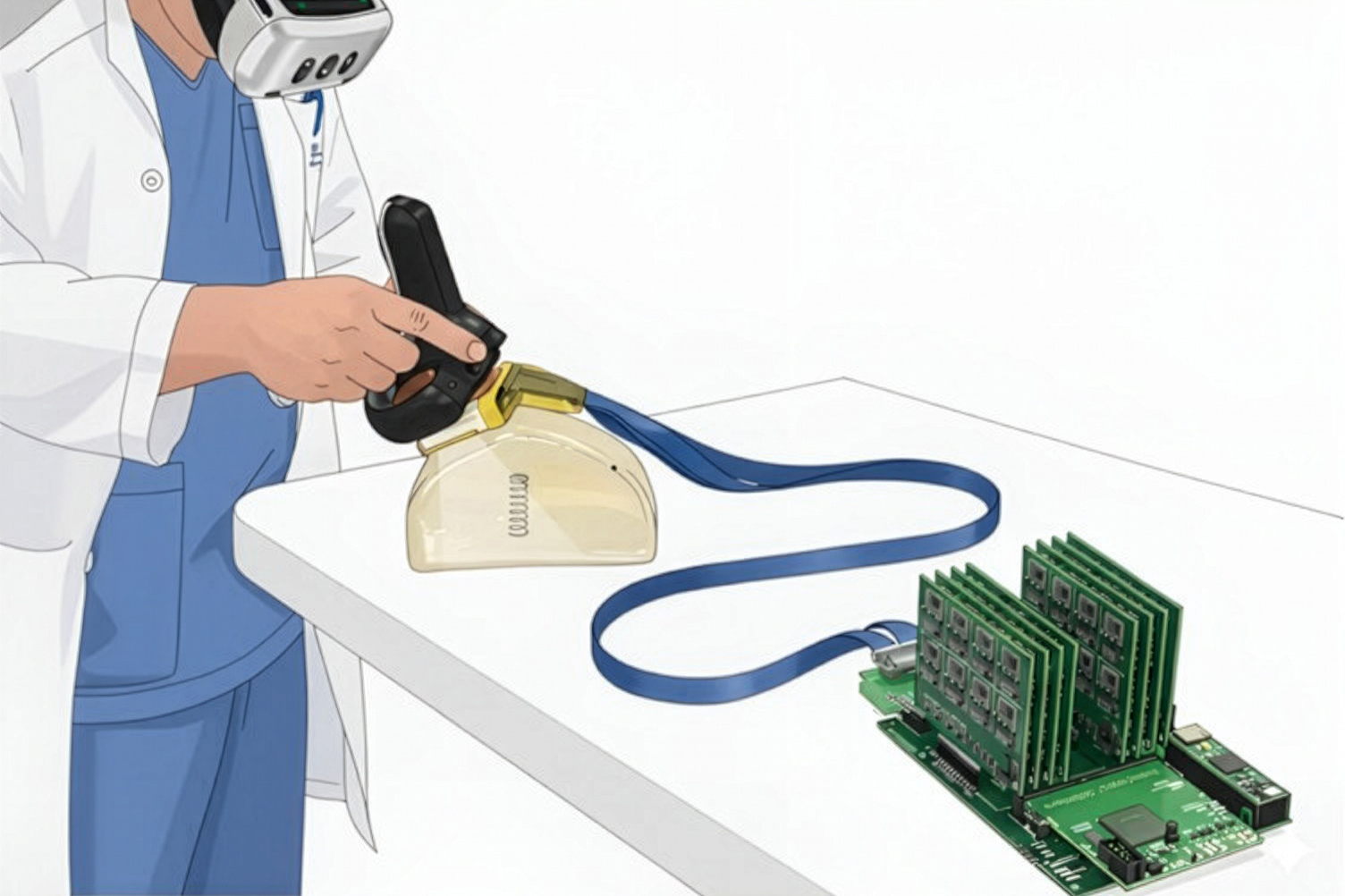 Técnica con visor de realidad aumentada usando un sistema de ecografía tridimensional conectado a un dispositivo semicircular