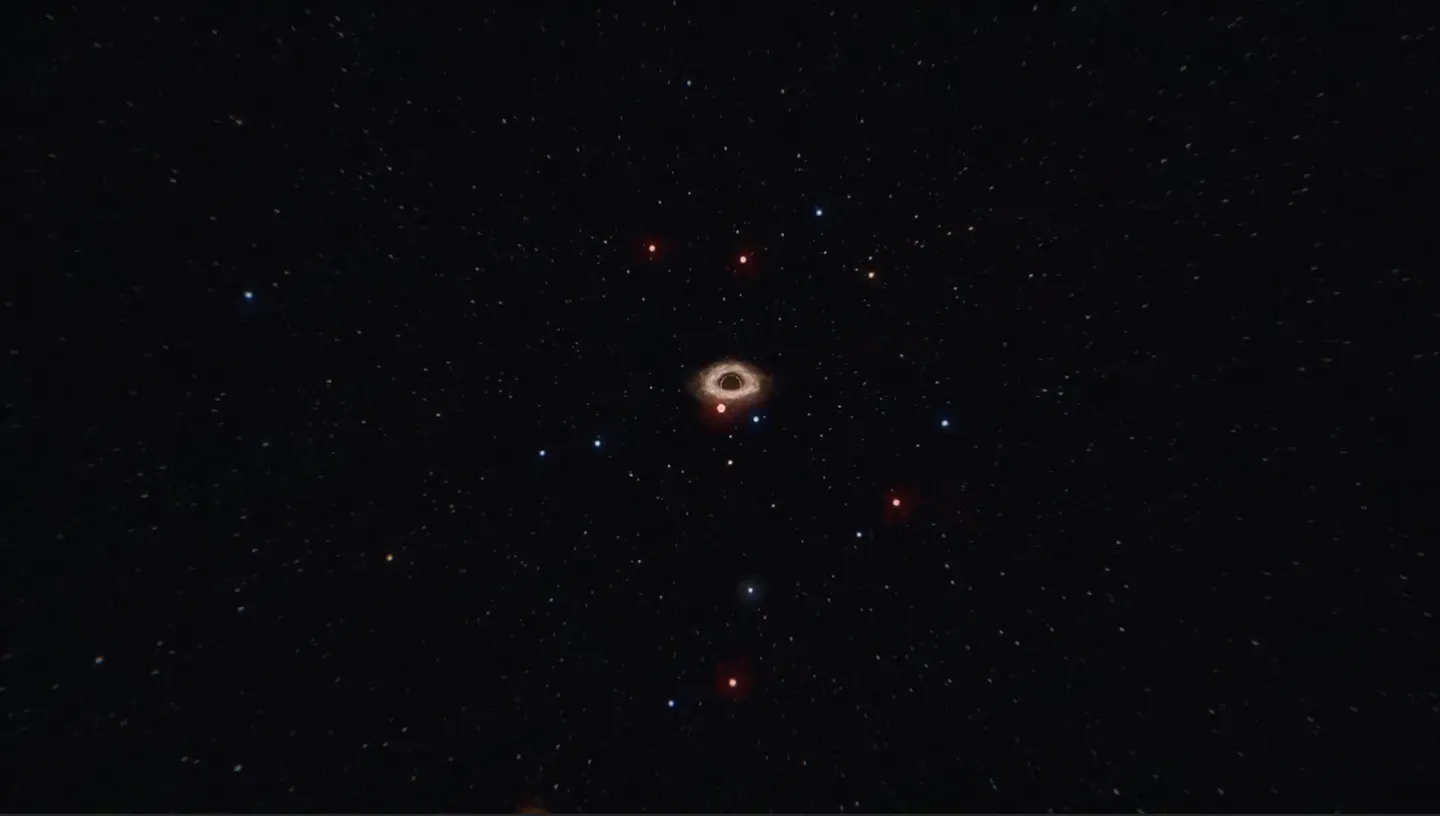 Ilustración de la estrella S301 orbitando muy cerca del agujero negro supermasivo Sagittarius A* en el centro de la Vía Láctea.