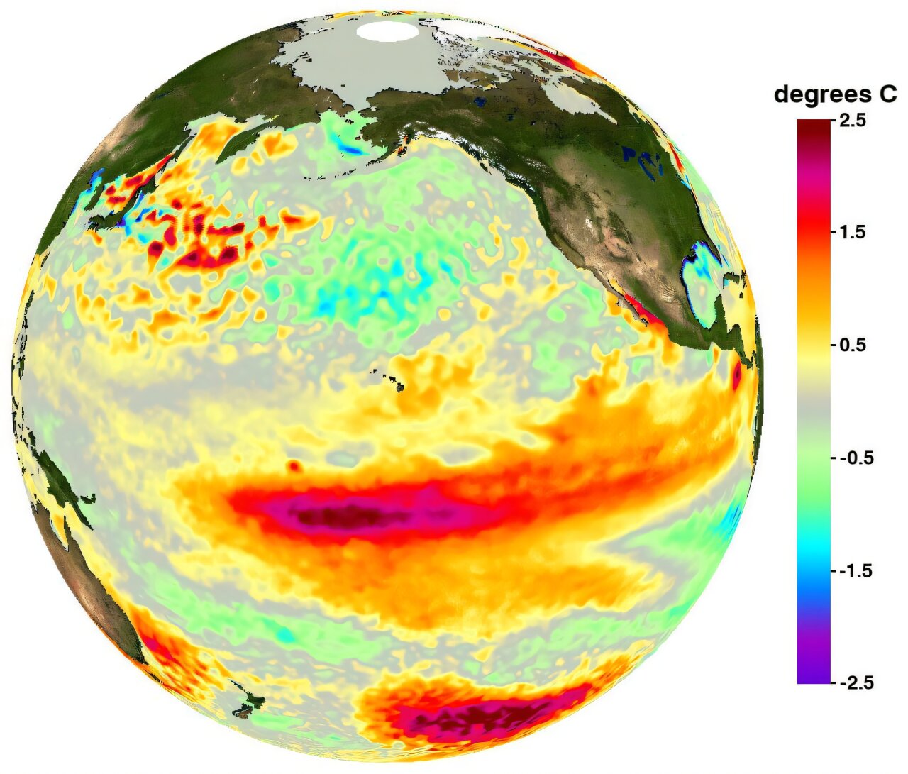 Imagen acompañante del artículo fuente sobre La geoingeniería solar podría aliviar algunas olas de calor marinas, pero no en todos los océanos.