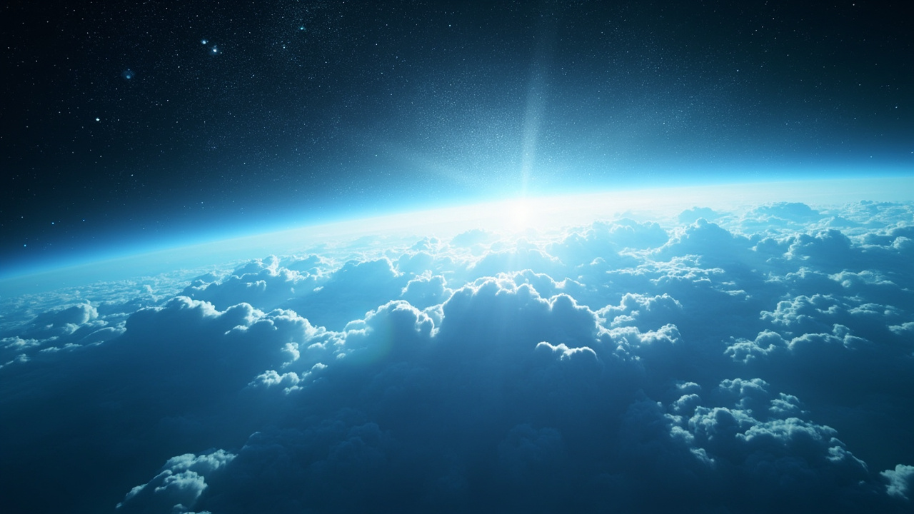 Imagen editorial generada por IA sobre La inyección de partículas reflectantes en la estratósfera podría hacer más brillantes las nubes marinas.