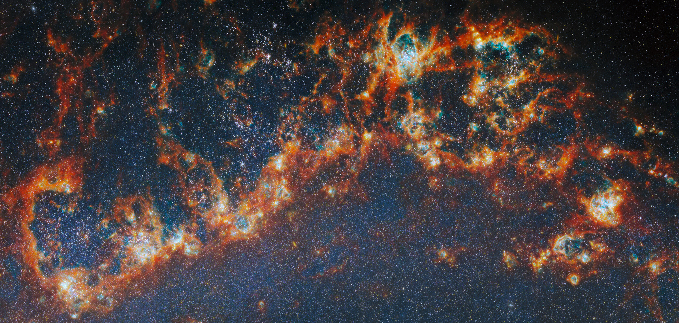 Ilustración editorial original con el título “Webb y Hubble muestran que los cúmulos estelares más masivos emergen antes de sus nubes de gas” y una composición abstracta asociada a Astronomía Y Espacio.